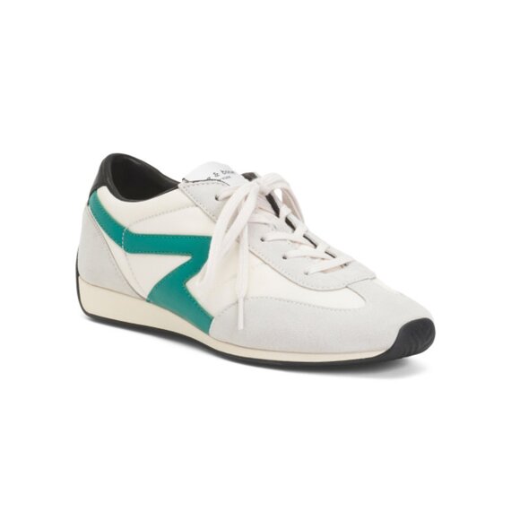 RAG & BONE White/green Suede Retro Runner Slim Shoes - Picture 1 of 2